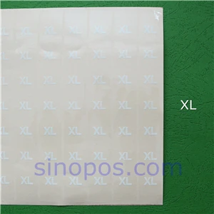 Clothes Size Strip Label, adhesive clear tape rectangular labels apparel pants folded garment pile display tag clothing sticker