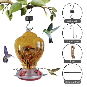 

Hanging Bird Feeder House Shape Outdoor Acrylic Bird Feeder Window Viewing Bird Feeder Feeders Hand Blown Glass Bird Feeder