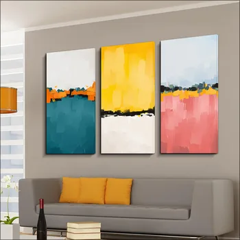 

modern painting canvas DIY wall frame Red abstract mural Green style oil painting yellow poster aesthetic picture frame