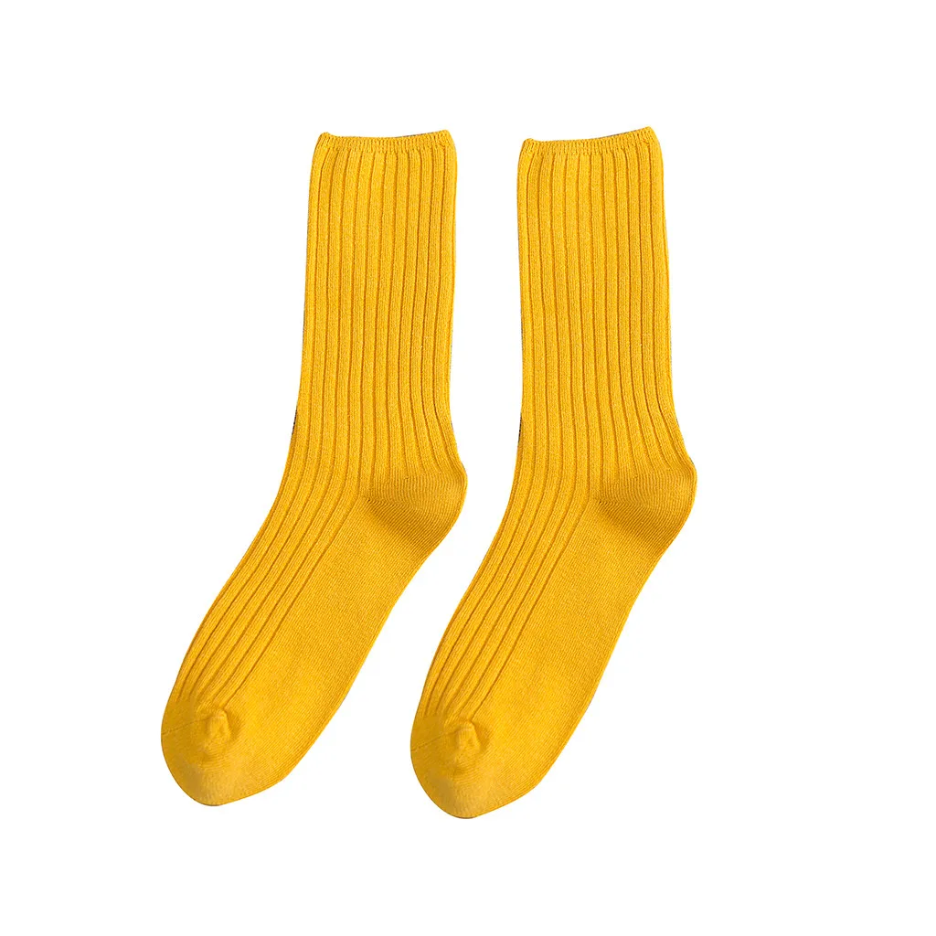 Цвет: желтый ISHOWTIENDA, партия из 5 пар Носки комплекты Для женщин Средний носки без пятки мягкие носки из хлопка однотонноные Цвет теплые носки для зимы Gh6 - Цвет: Цвет: желтый