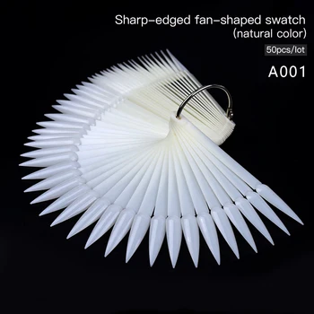 

1Set Black/Natural/Transparent Fan Shaped False Nail Tips Practice Display Tools Polish UV Gel Fake Sticker Nail Art Tips