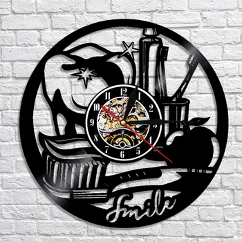 

Smile Teeth LED Wall Clock Modern Design Backlight Vinyl LP Clocks Creative Classic Wall Watch Home Decor Gift For Kids Dentist