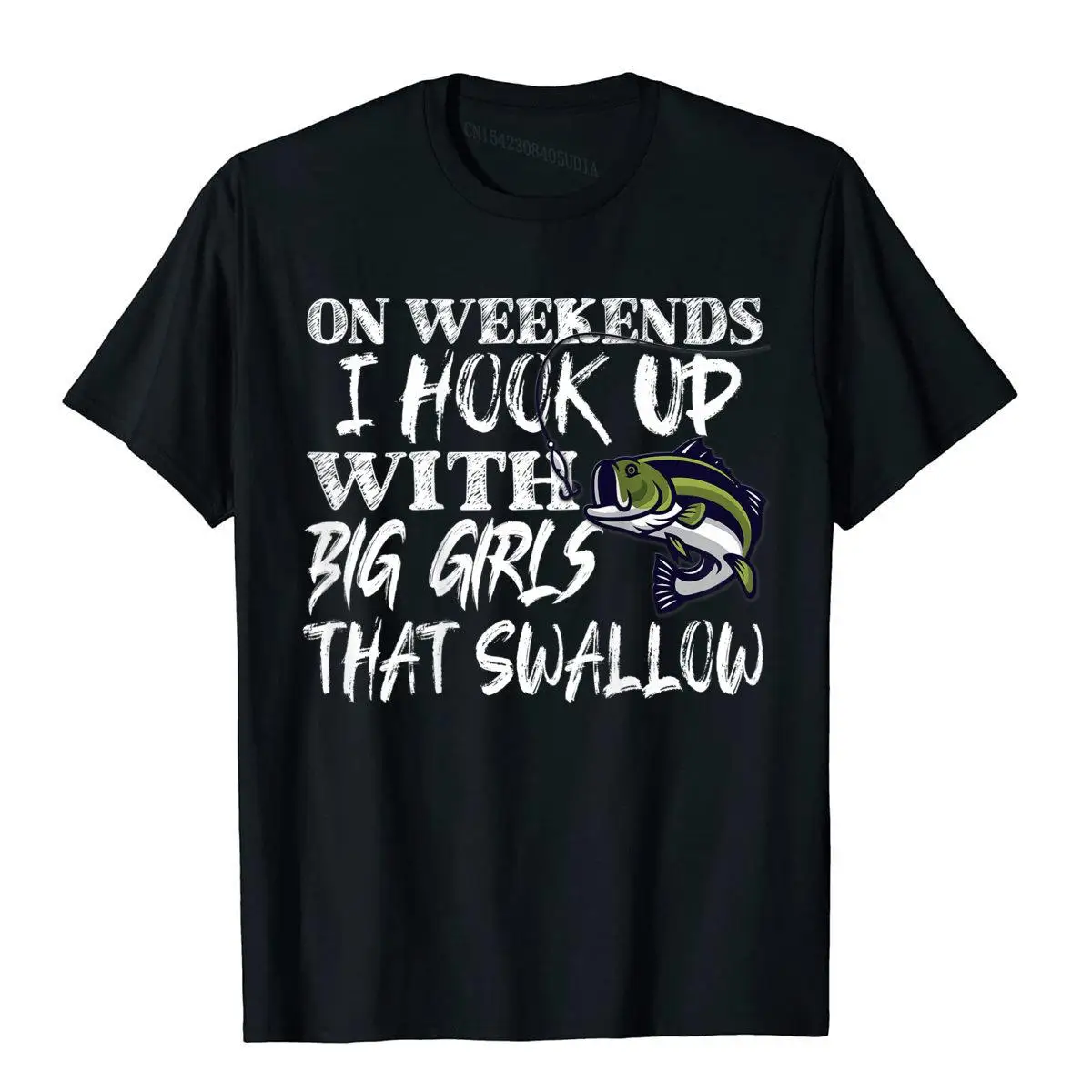 Funny Quote Bass Fishing Shirt Printed On Back T-Shirt__A11584black