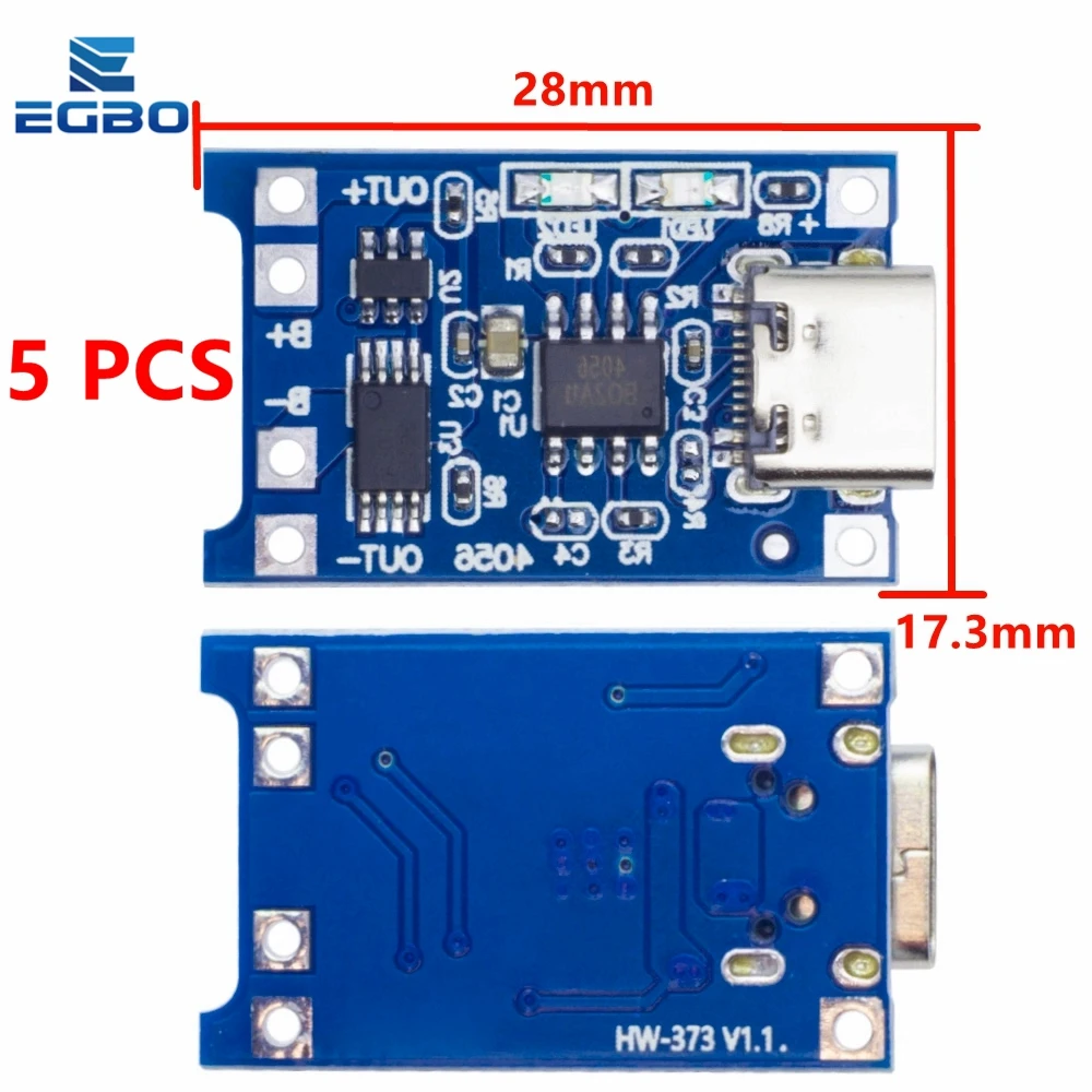 5 шт. type-c USB 5V 1A 18650 TP4056 модуль зарядного устройства литиевой батареи зарядная