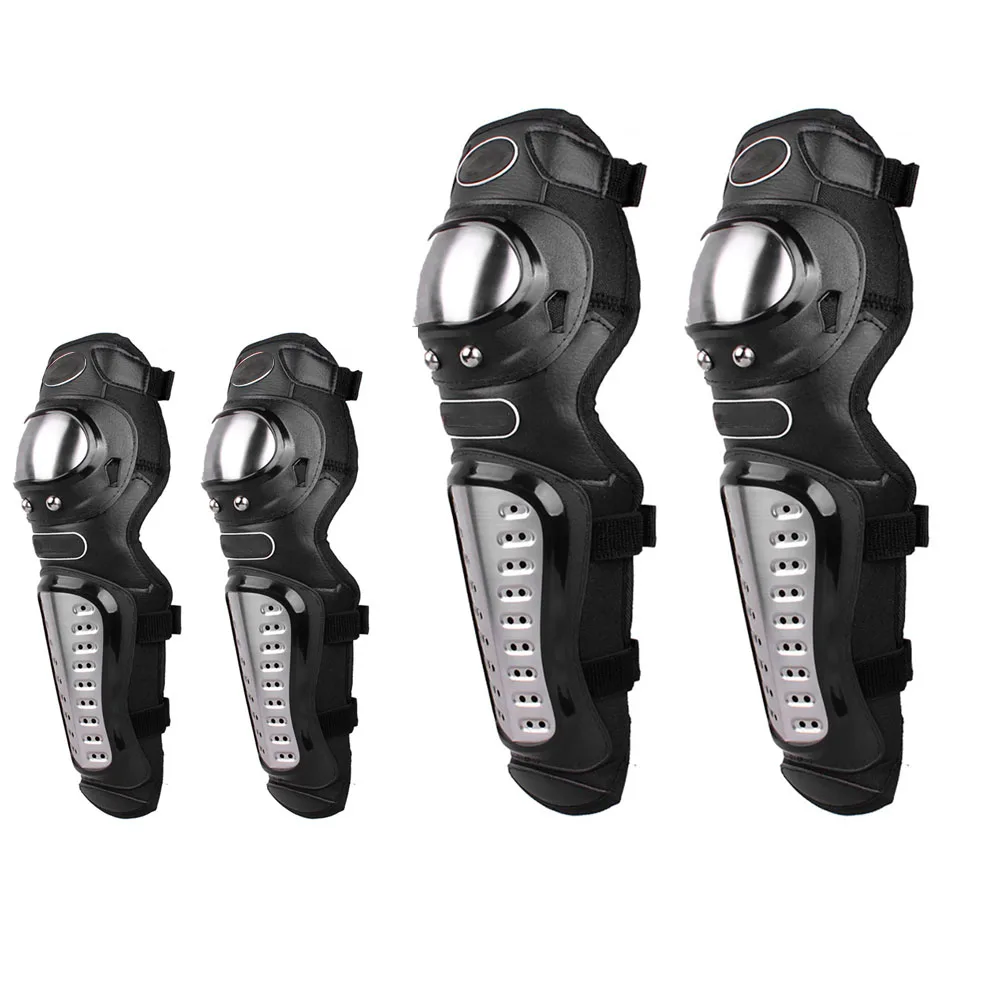 

4pcs Motorcycle Knee Pad Stainless Steel Motocross Protective Armor Gear Protector Guards Kit ATV Adults Knee Pads Brace