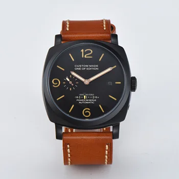 

BOMAX MARINA watch automatic men watch leather strap pam 47mm movement power reserve stainless steel case water proof A2-2