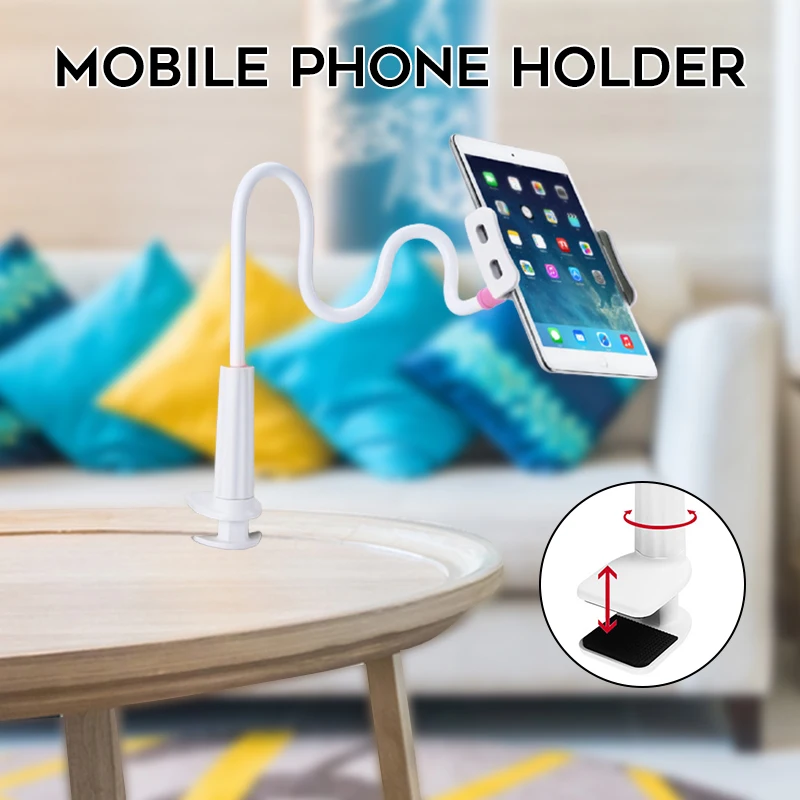 Desktop Cell Phone Holder 360 Rotating Flexible Long Arms Phone Holder