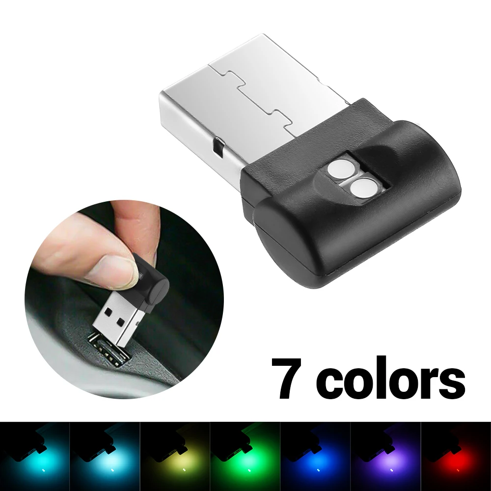 Mini luz LED USB para su auto, Lámpara decorativa de Interior, iluminación de emergencia, PC, accesorio colorido en auto 3