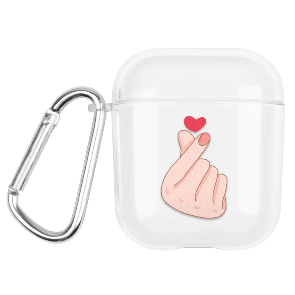 10 Жесткий ПК с рисунком милые Чехлы для Apple AirPods 1 Прозрачная крышка Беспроводные аксессуары для наушников для Airpods 2 прозрачный чехол - Цвет: 10