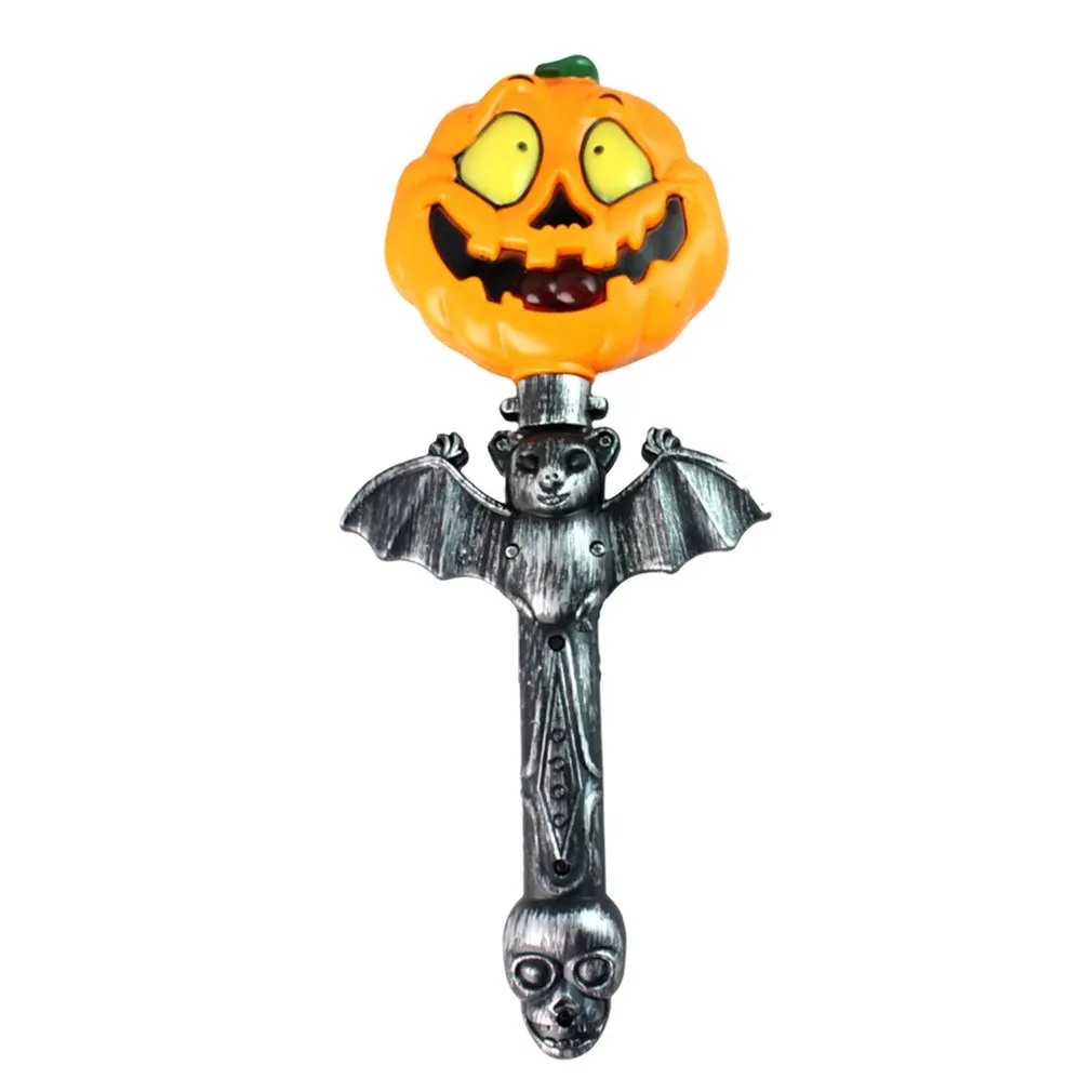 

Funny Horrible Battery Operated Handheld Light Up Pumpkin Stick Hallowen Party Cosplay Wand Sticks Baton Decoration