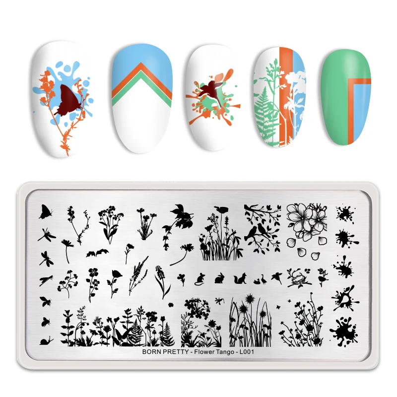 

Nail Stamping Plates Fashion Flower Rose Leaves Natural Love Mix Pattern Stainless Steel Nail Art Image Stamp Plate