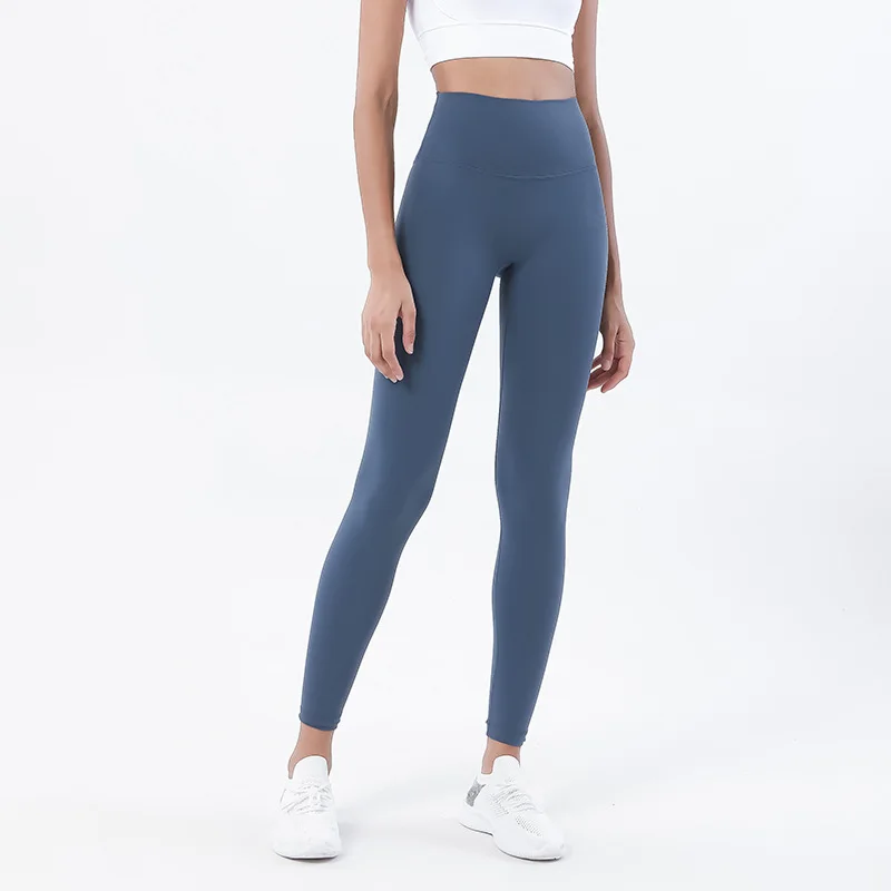 Sports Leggings SOISOU Nylon Tights Yoga Women's Pants Leggings Gym Fitness No T Line High Waist Hidden Pocket Solid Color 42 Color