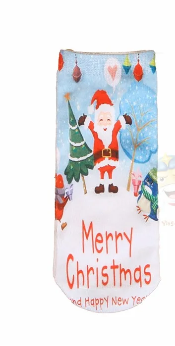 Fashion cross-border for the tide socks 3D printing children's cotton socks Christmas series children cute cotton socks custom - Цвет: Небесно-голубой