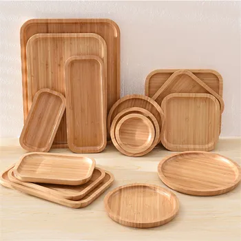 

Wood Serving Tray Creative Chinese Style Large Round Rectangular Dessert Tray Home Desk Decoration Beef Steak Fruit Snack Plate