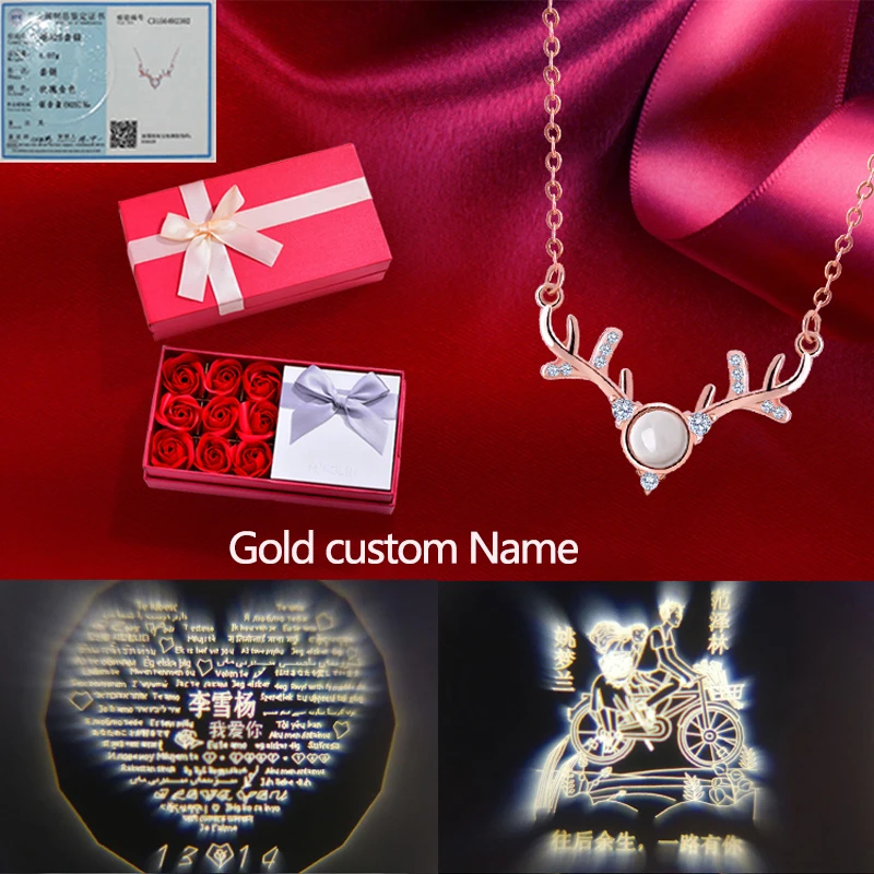 Gold custom Name MYQAMRA s925 Серебряное Драгоценное Ожерелье проекция подвеска на золотой цепочке для женщин подарок свадьба пользовательское персонализированное имя ожерелье s - Цвет камня: Gold custom Name