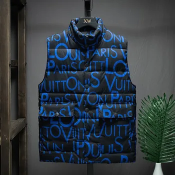 

2019 Hot Sale Chaleco Hombre Letter Vest Thickening Autumn And Winter Men's Cotton Waistcoat Youth Sleeveless Printing Jacket