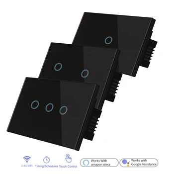 

wifi smart wall light switch 1gang 2gang 3gang capacitive sencing voice control wireless remote control US standard