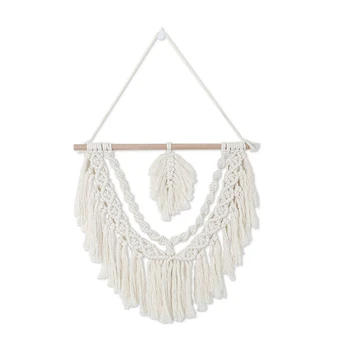 

Studio Clothing Home Photography Props Gift Boho Decoration Small Macrame Leaf Feather Wall Tapestry Headboard