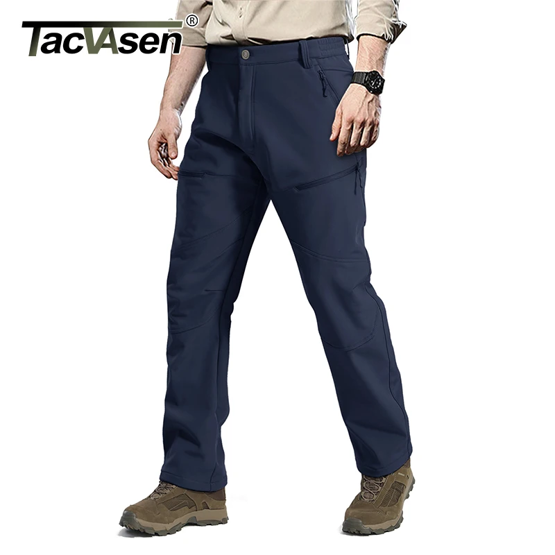 TACVASEN Softshell Military Tactical Pants Men Solid Fleeced Warm Army Airsoft Trousers Casual Cargo Work Hike Ski Pant | Мужская одежда