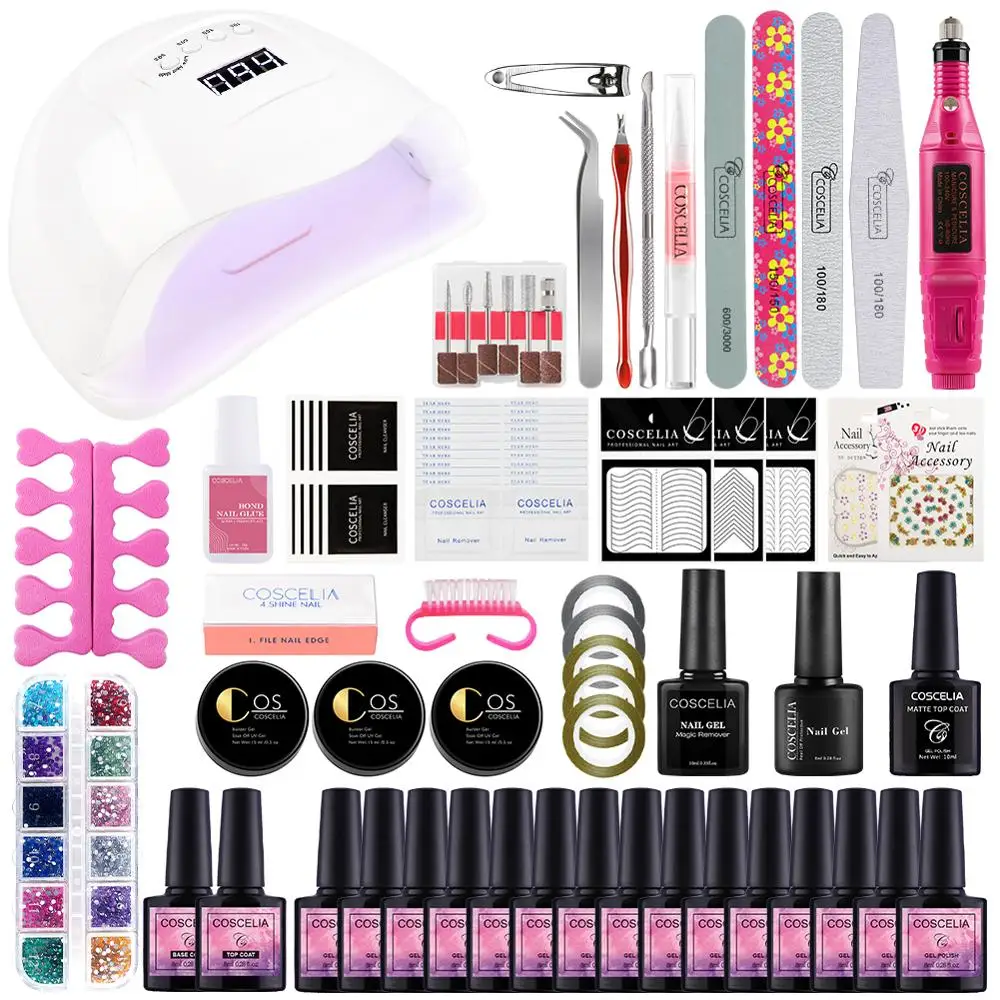  Nail Set UV LED Lamp Dryer With 10/15pcs Nail Gel Polish Kit Soak Off Manicure Tools Set Gel Nail P