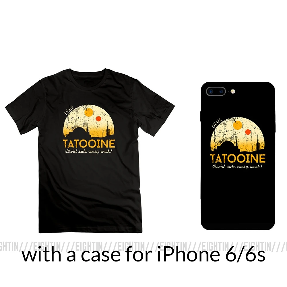 with 6 6s case Посетите ТАТУИН Звездные войны, футболка, круглый вырез, чистый хлопок, Мужская футболка с коротким рукавом, винтажный стиль, простые футболки размера плюс - Цвет: with 6 6s case