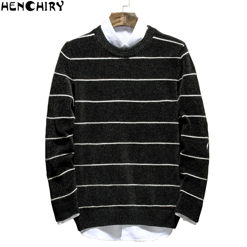 

HENCHIRY New Autumn Winter oversize Men'S Sweater 2019 sweaters for men sweater men lattice Casual Men's Shirt Brand Knitte fila