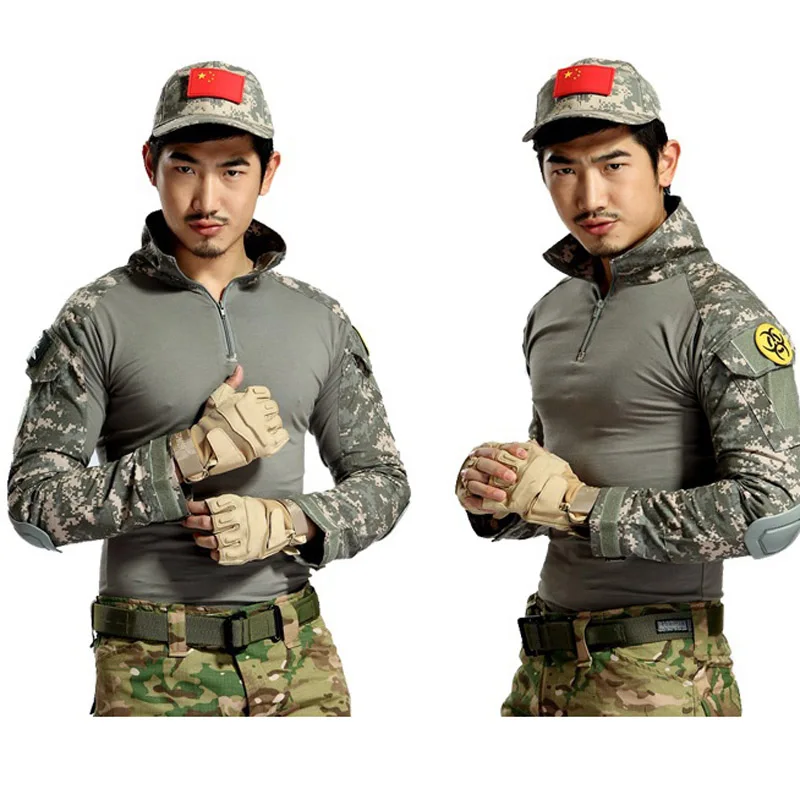  2019 Tactical Camouflage Military Uniform Clothes Suit Men US Army clothes Military Combat Shirt + 