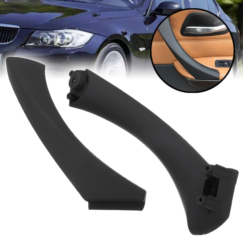

2pcs/set Right Black Car Inner Outer Door Panel Handle Pull Trim Cover Auto Accessories For BMW E90 3-Series