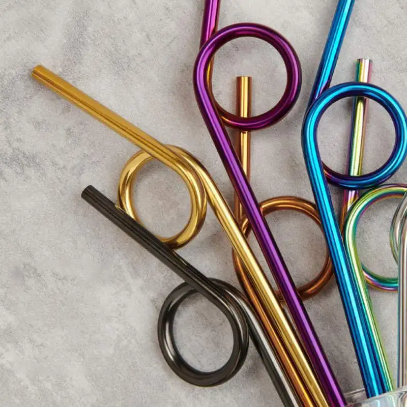Stainless Steel Drinking Straw Reusable Portable Beverage Coffee Straw And Cleaning Brush,Unbreakable Juice Tumbler Drink Cup