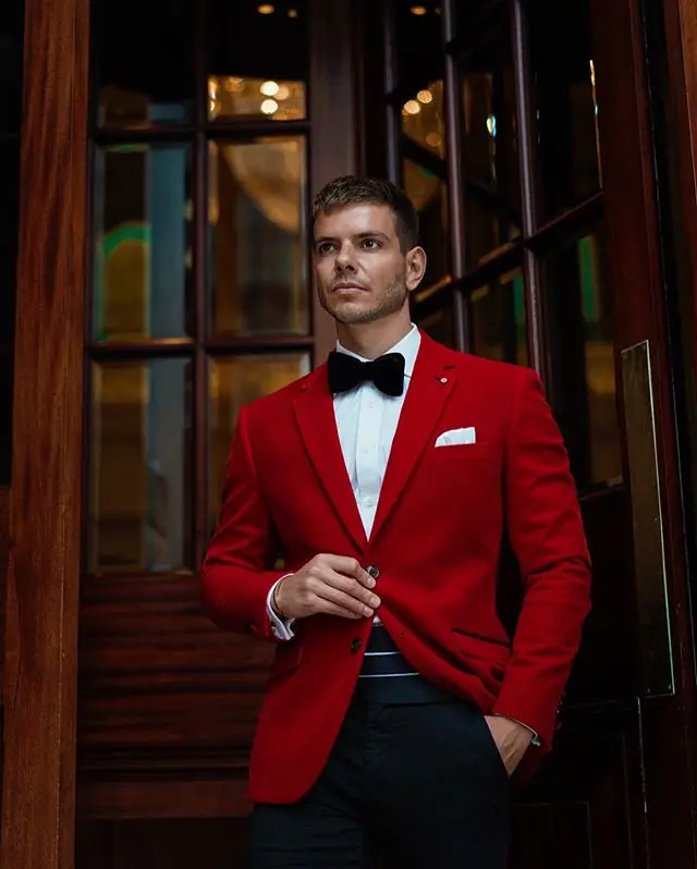 Handsome Red Wedding Tuxedos Evening 
