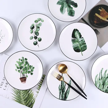 

Tableware Ceramic Dinner Plate Set Dish 8Inch Porcelain Cute Dessert Plate Dinnerware Plant Cartoon Fruit Western Steak Plate