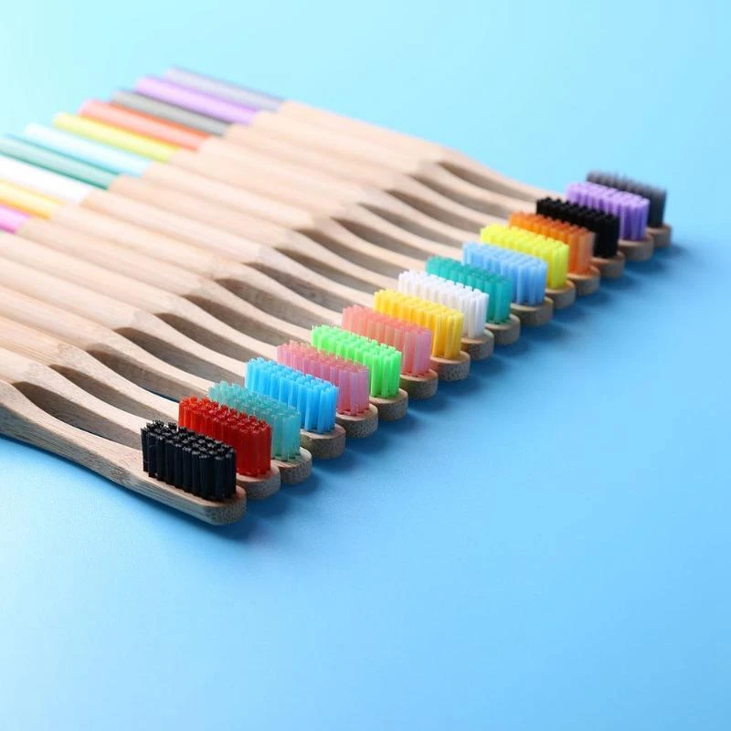 HTHL-10-Pack бамбуковая зубная щетка со средней щетиной биоразлагаемая зубная щетка без пластика es цилиндрическая низкоуглеродистая эко бамбуковая ручка