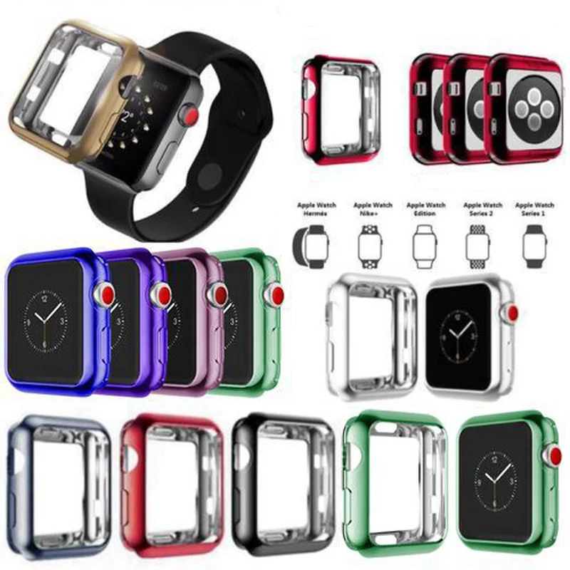 Soft TPU Plating Silicone Watch Case for Apple 40mm 44mm 42mm 38mm For IWatch Series 1 2 3 4 5 Anti-fall Protection Cover | Наручные часы