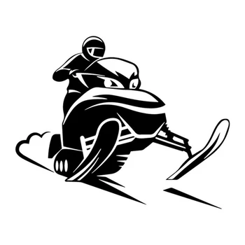 

17.4CM*13.9CM Snowmobile Rider Vinyl Car Body Stickers Funny Car Styling Window Accessories Black/White