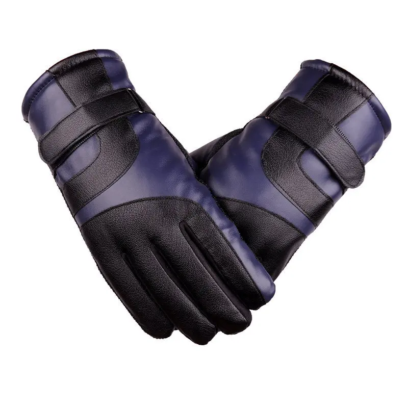 Winter Warm Woolen Leather Gloves Touchscreen Gloves Waterproof Fur Mittens Heated Cashmere Gloves Motorcycle Gants