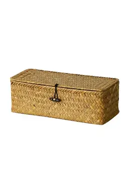 

Pure Hand-woven Creative Desktop Storage Basket Three Plaid Jewelry Cosmetic Storage Box Storage Basket Jewelry Storage Basket