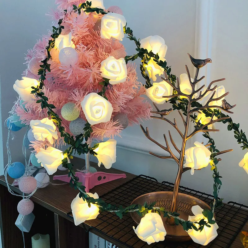 Розы светодиодные сказочные гирлянды Garland1.5m3m6m на батарейках Рождественская лампа для праздника, Дня Святого Валентина, свадебные украшения