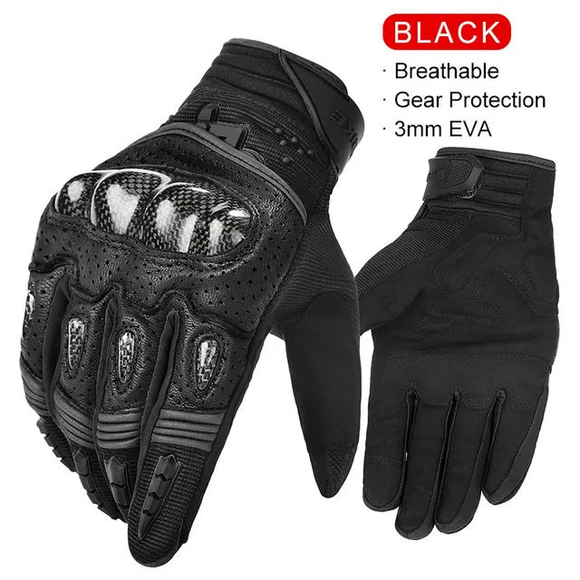 INBIKE Перчатки для мотоциклистов, перчатки для мотокросса, кожаные перчатки для мужчин и женщин, перчатки для мотогонок, езды на велосипеде - Color: Black