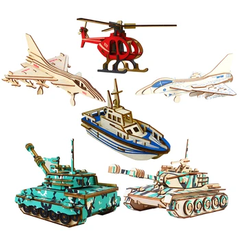 

6Pcs DIY 3D Simulation Weapon Model Laser Wooden Weapon Assemble Toys Educational Jigsaw Puzzle Toys Kids Boys Christmas Gift