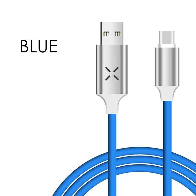 Синий Кабель type C для быстрой зарядки USB-C с голосовой активированной вспышкой для samsung Galaxy S9 S8 Plus huawei One Plus LeEco адаптер Шнур - Цвет: Синий