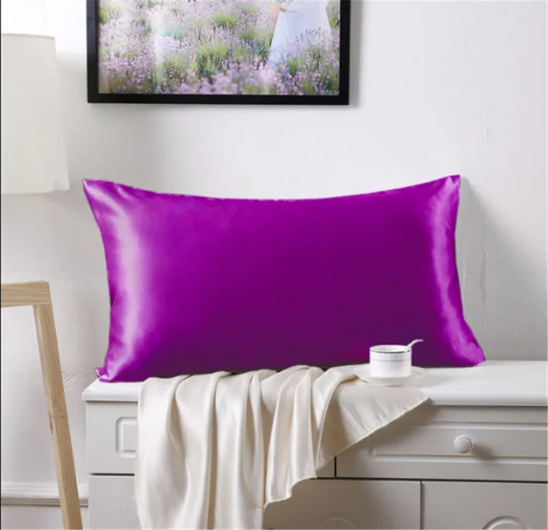 Purple Шелковые наволочки с рисунком шелковицы для волос и кожи, 2-Pack-queen size(20x30 дюймов) наволочки-с невидимой молнией - Цвет: Purple