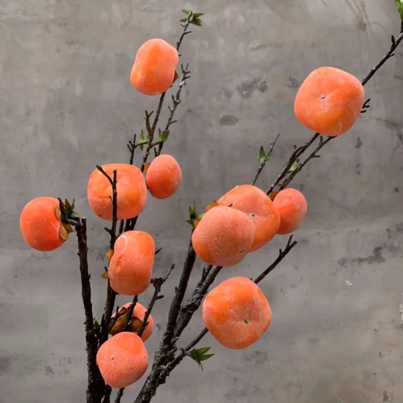 

6 Head Model kaki guo Branch Large Branches Floor Decorative Film And Television Filming Props Artificial Plant Fruit Soft Loadi
