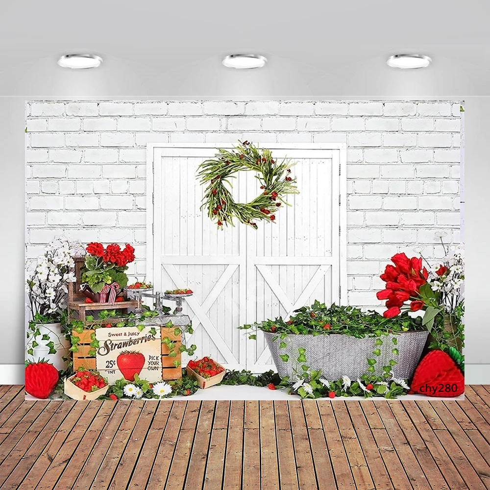 

Photography Background Strawberry Rose Manor Decoration Scenes Backdrop for Photo Studio Photocall Vinyl Background