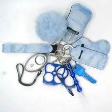 Ensemble de porte clés d'alarme anti loup pour femme, dispositif d'auto défense, antivol, nouvelle collection 2021