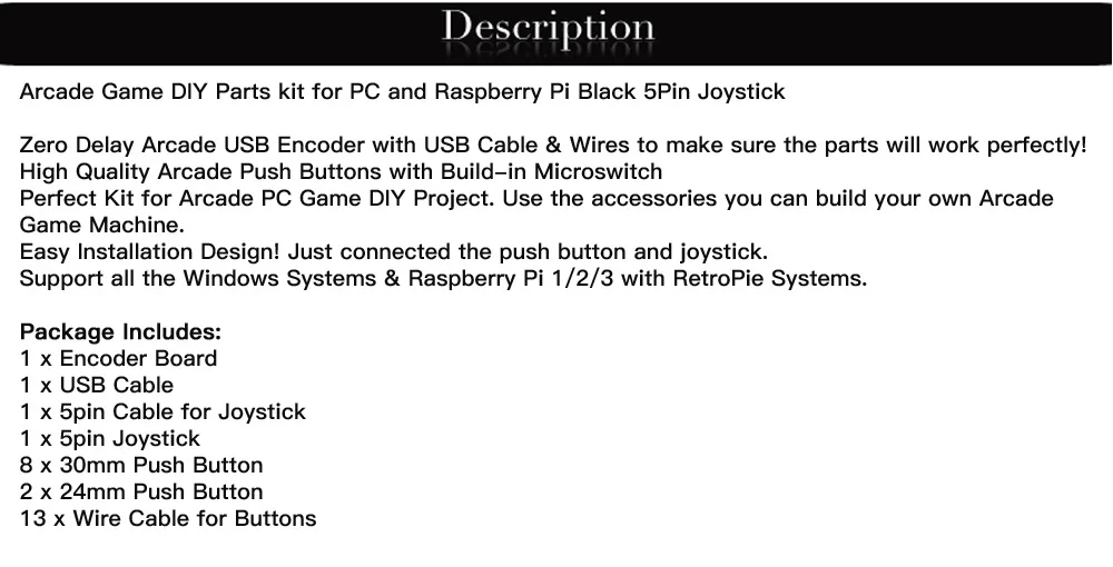 Аркадная игра diy части комплект для ПК и Raspberry Pi черный 5Pin джойстик 1 заказ