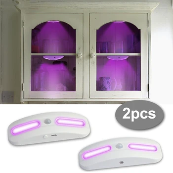

2PCS Ultraviolet Germicidal Light Motion Sensor Led Night Light USB Rechargable Under Cabinet Closet Light UV Sterilizer Lamp
