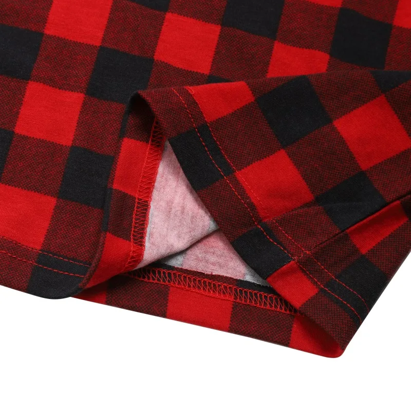 Christmas Matching Family Clothes Homewear Black And Red Plaids Leisure Pajamas For Mom, Dad, Kid, Baby Red XXL