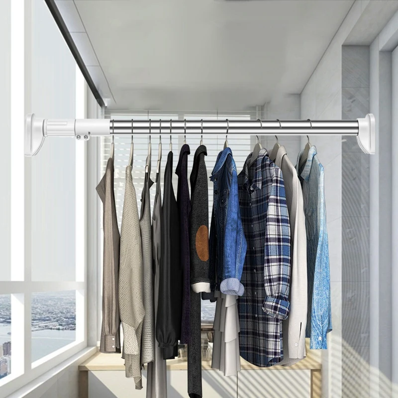 

Stainless Steel Telescopic Adjustable Rod Clothes Dryer Stainless Steel Tension Rod Bathroom Rail Can Be Used