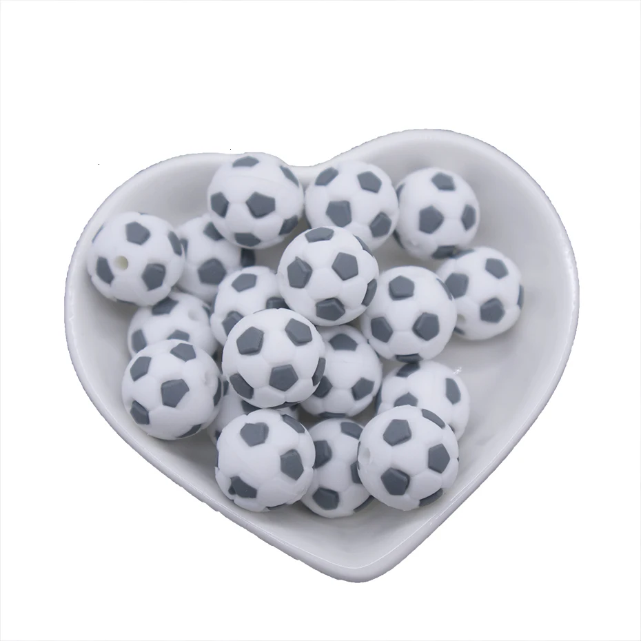 100p футбольная силиконовая соска с бусами, цепочка, аксессуары для прорезывания зубов, бусины, не содержит бисфенол, силиконовый прорезыватель, прорезыватель, ожерелье, Товары для малышей