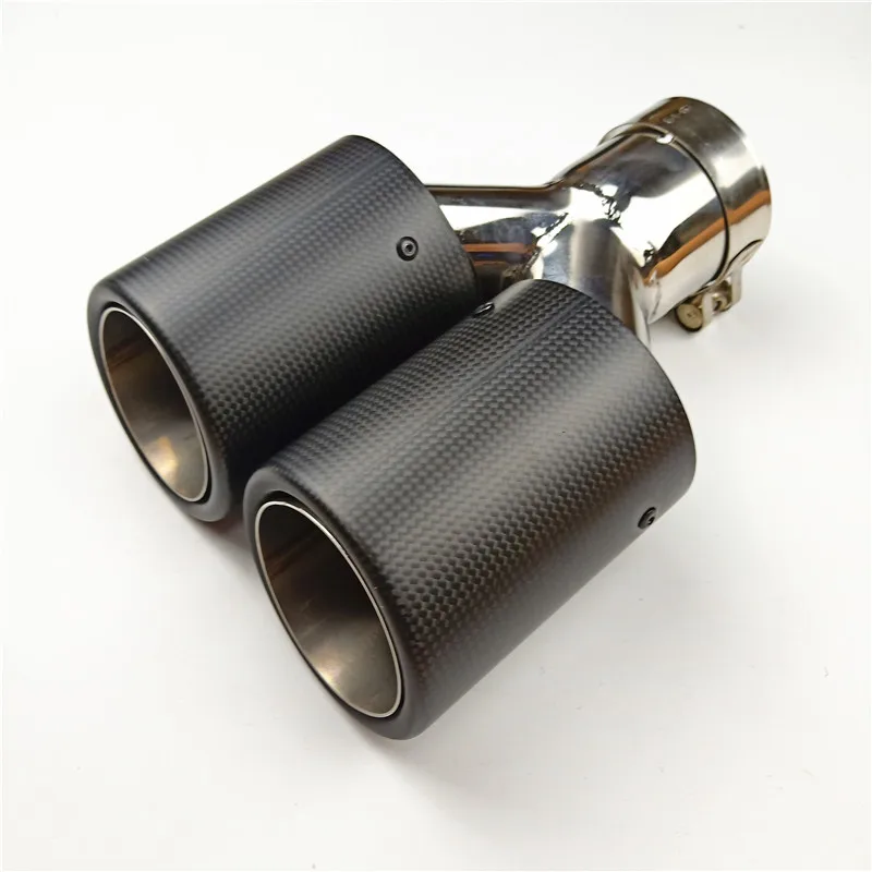 

1PCS Car styling Inlet 63mm to Outlet 101mm Carbon AK Exhaust Dual Tips, Escape AK Muffler Double Pipes